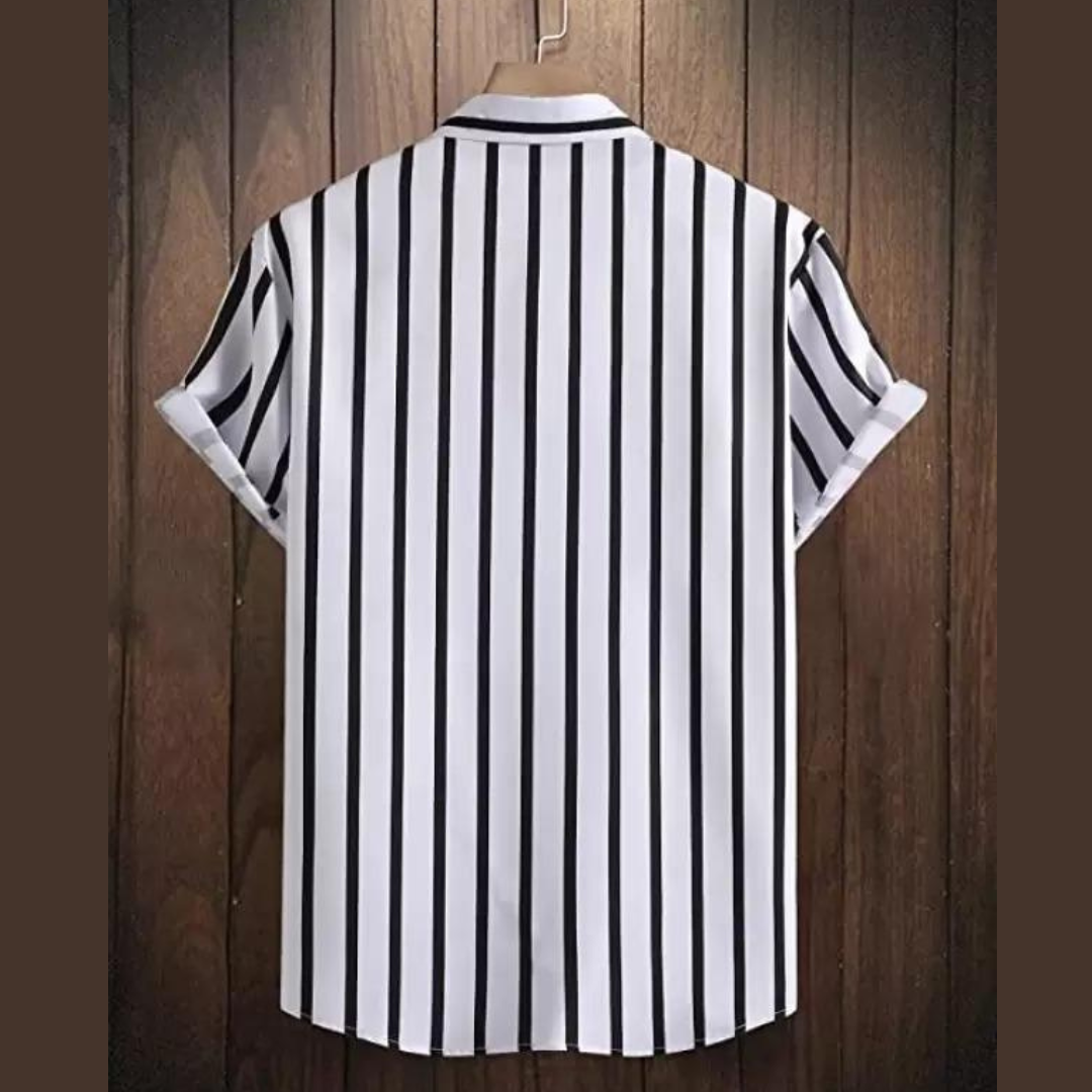 Lycra Blend Stripes Half Sleeves Regular Fit Mens Casual Shirt