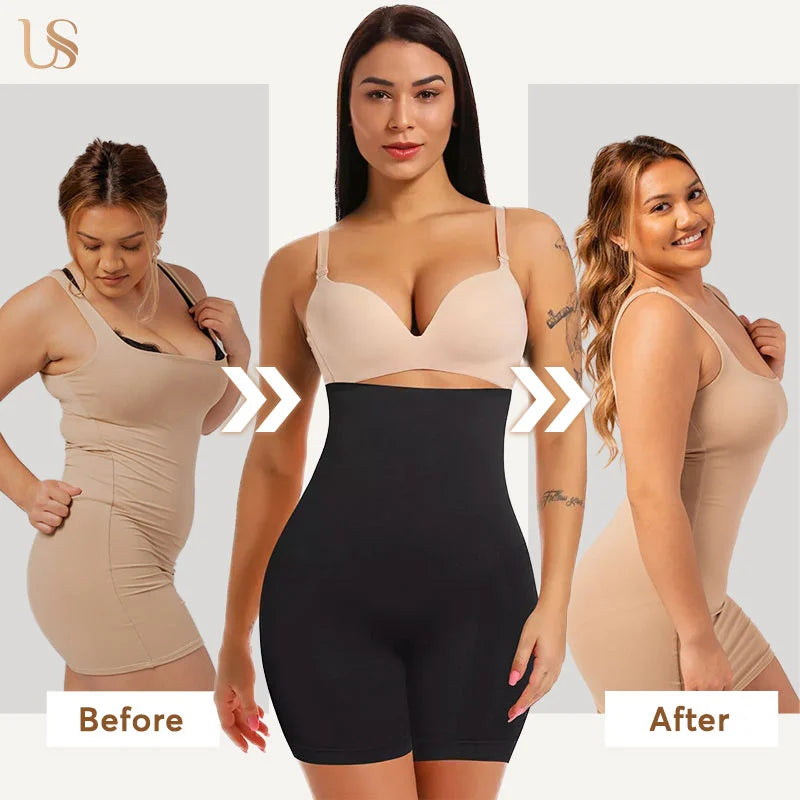 4-in-1 Shaper - Quick Slim Shape Wear Tummy, Back, Thighs, Hips - Black/Effective Seamless Tummy Tucker Shapewear Body Shaper